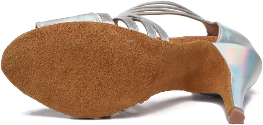 HIPPOSEUS Women Peep Toe Latin Dance Shoes with Zipper Salsa Bachata Ballroom Ankle Dance Shoes,Model L569