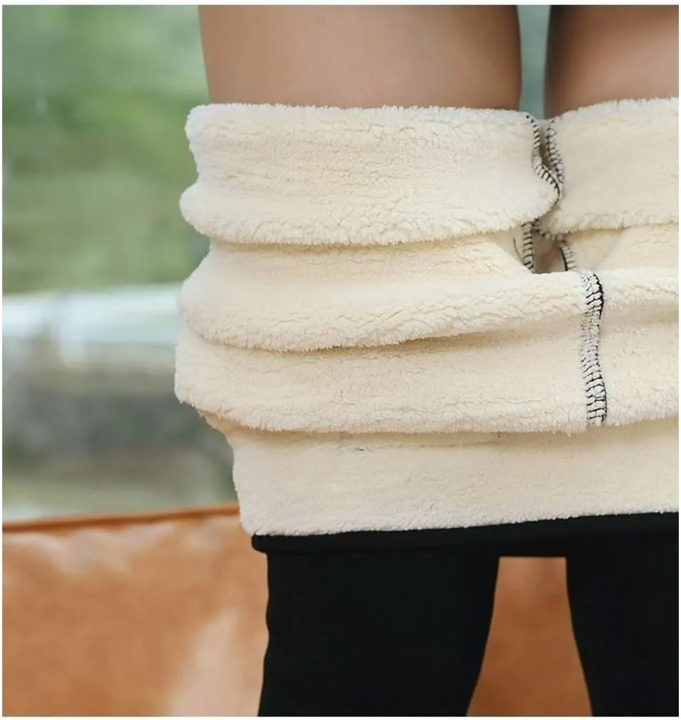 Hixiaohe Women's Casual Sherpa Fleece Lined Warm Leggings Thicken Heavy Jogger Pants