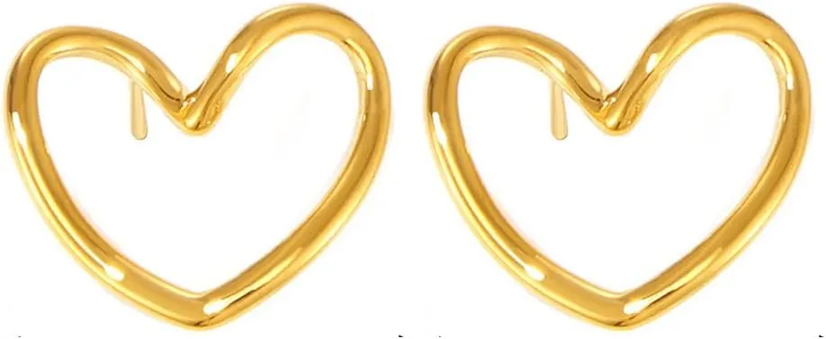 Hollow Heart Stud Earrings for Women Love Hearts Minimalist Studs Earrings Stainless Steel Statement Earrings Lightweight Dainty Ear Jewelry