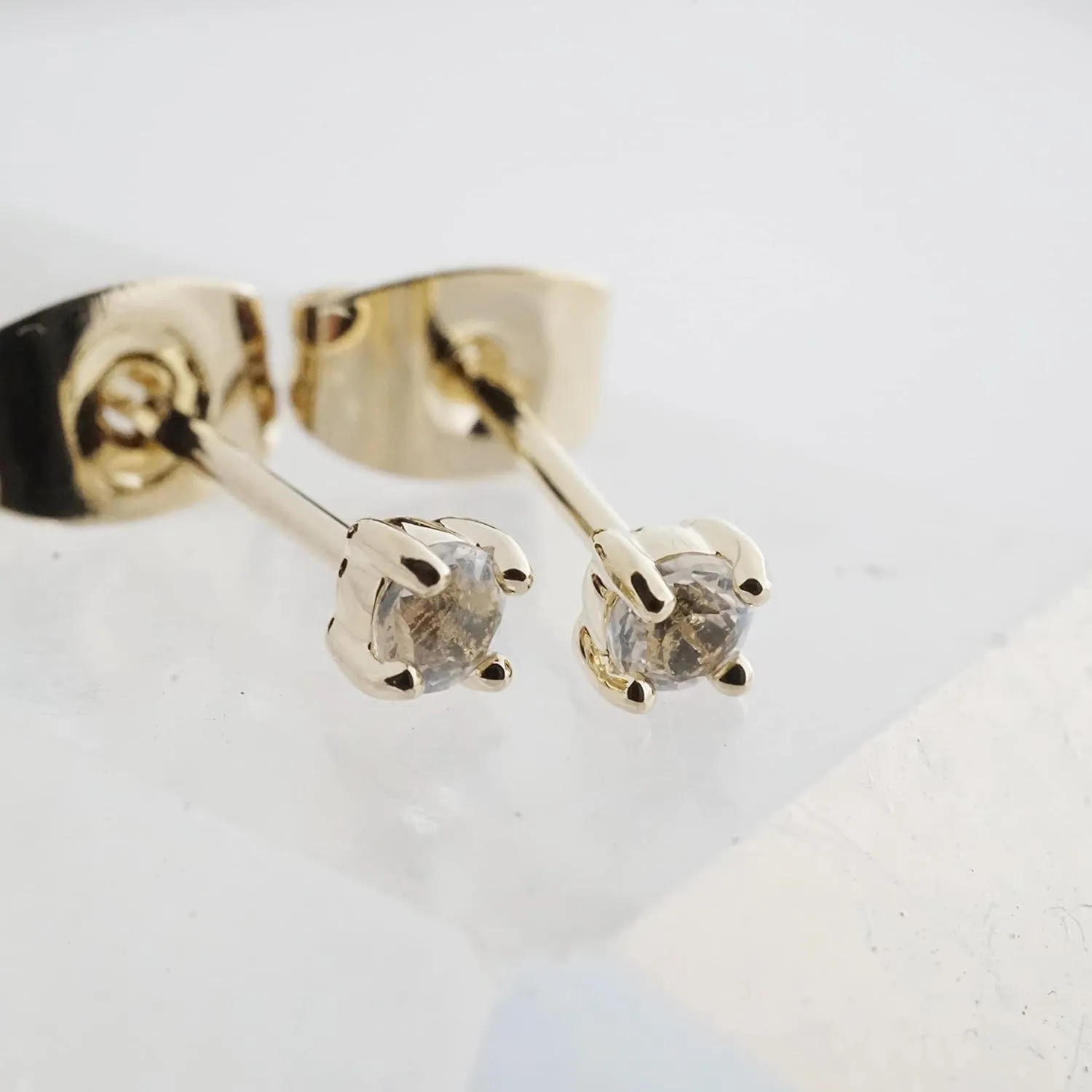 HONEYCAT Tiny Birthstone Stud Earrings (Natural Stones) in Gold, Rose Gold, or Silver | Minimalist, Delicate Jewelry