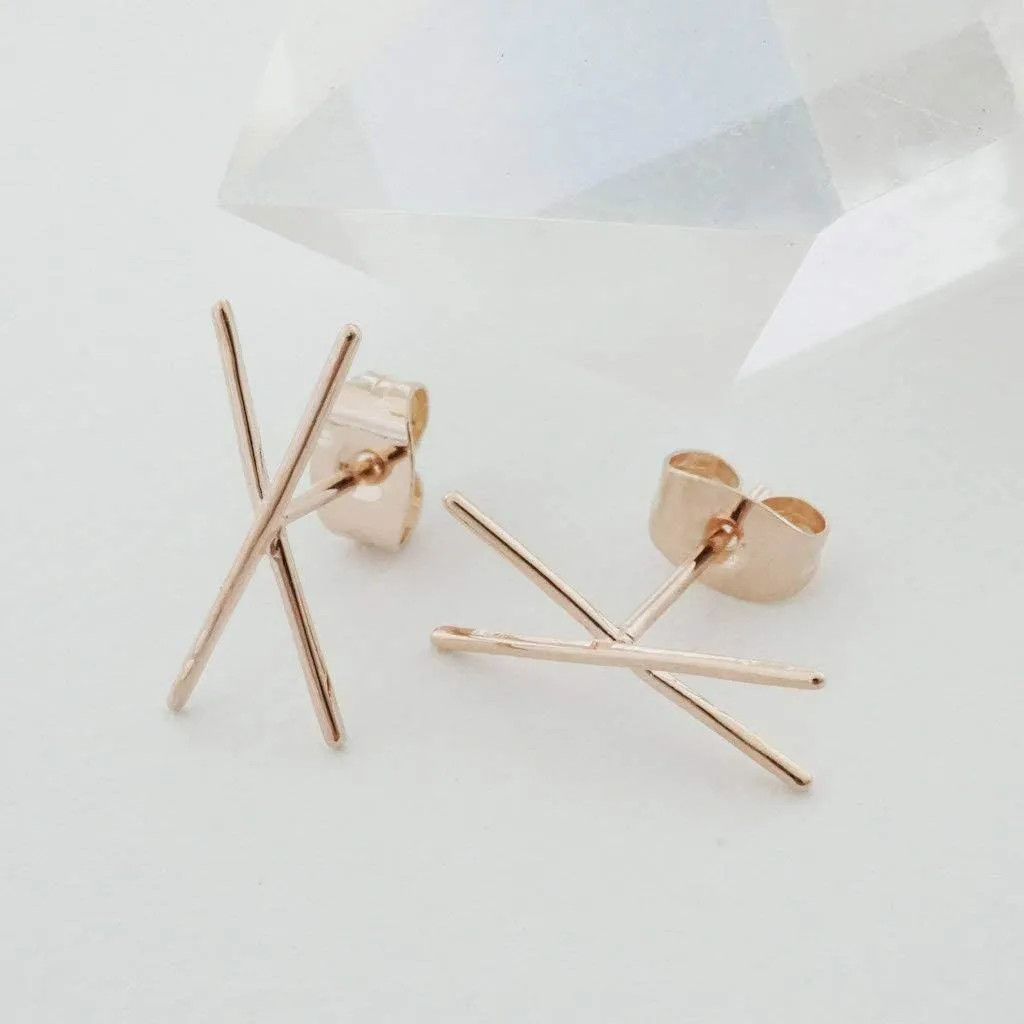 HONEYCAT X Bar Crawler Studs in Gold, Rose Gold, or Silver | Minimalist, Delicate Jewelry