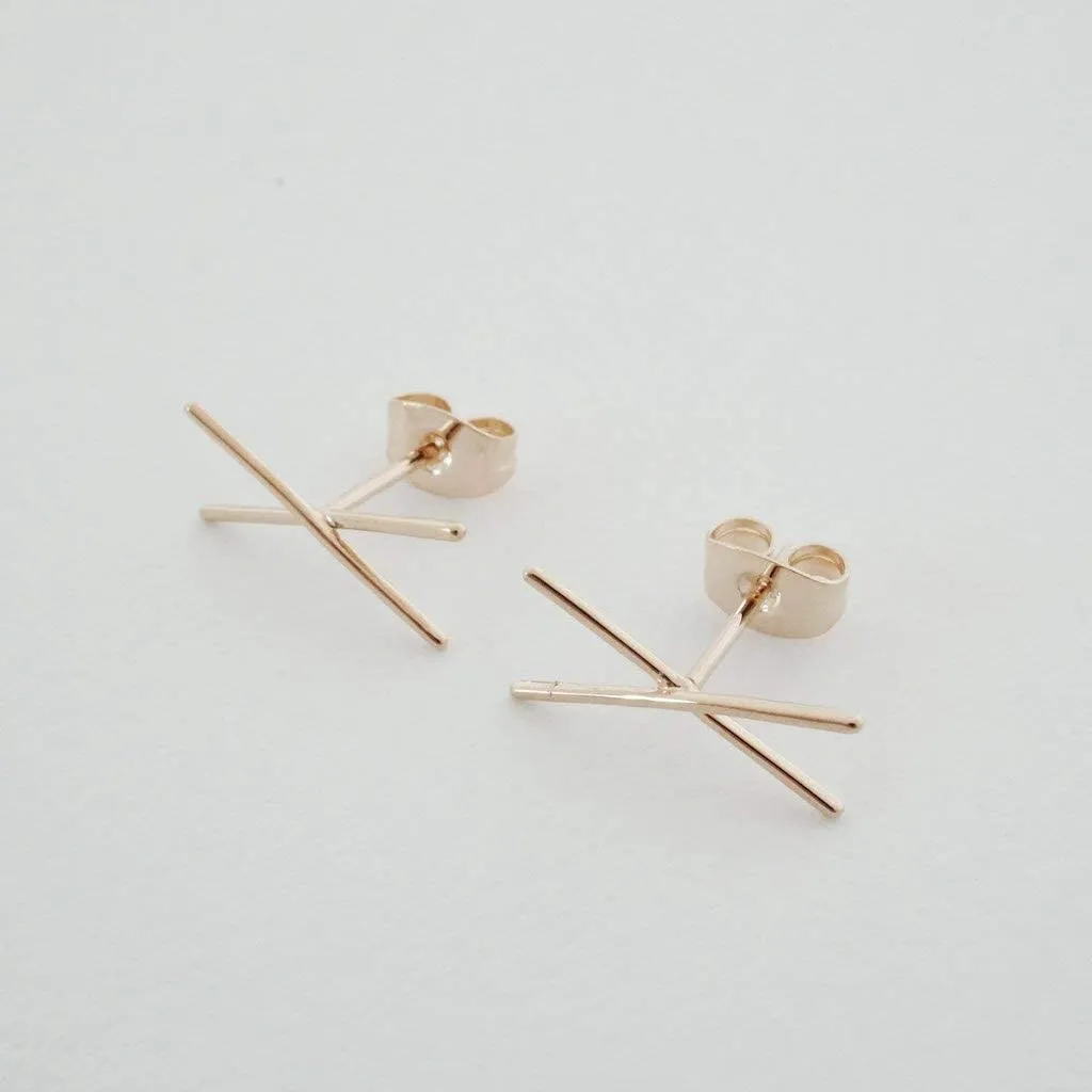 HONEYCAT X Bar Crawler Studs in Gold, Rose Gold, or Silver | Minimalist, Delicate Jewelry