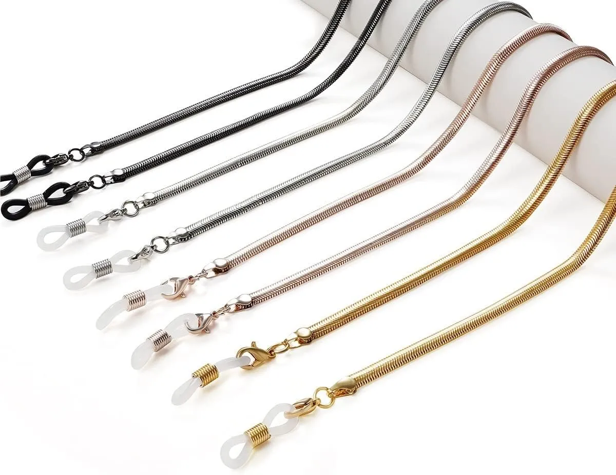 HOOENG Glasses Eyeglass Chains for Women Anti-Skid Ear Hooks and Silicone Stylish Eye Glasses Chain String Holder (Color : Gold, Size : 1)