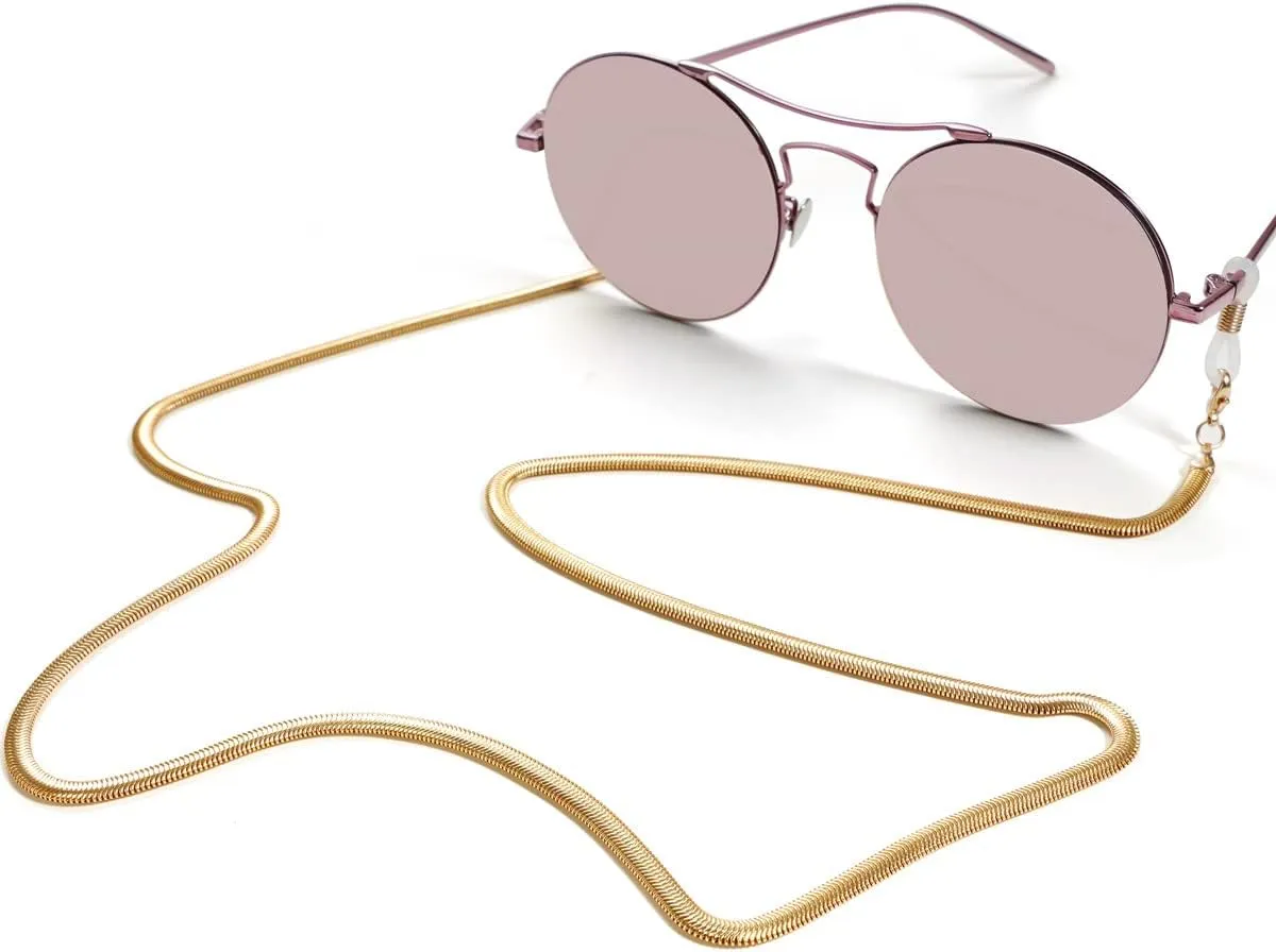 HOOENG Glasses Eyeglass Chains for Women Anti-Skid Ear Hooks and Silicone Stylish Eye Glasses Chain String Holder (Color : Gold, Size : 1)