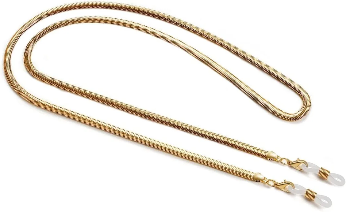 HOOENG Glasses Eyeglass Chains for Women Anti-Skid Ear Hooks and Silicone Stylish Eye Glasses Chain String Holder (Color : Gold, Size : 1)