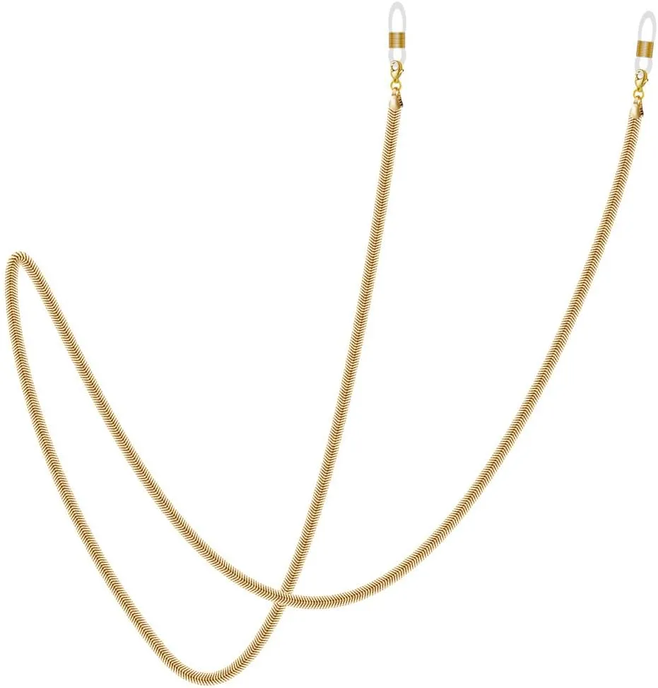 HOOENG Glasses Eyeglass Chains for Women Anti-Skid Ear Hooks and Silicone Stylish Eye Glasses Chain String Holder (Color : Gold, Size : 1)