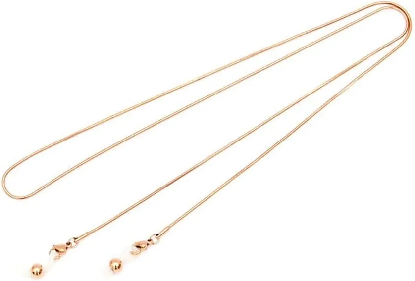 HOOENG Glasses Lanyard Eyeglass Chains for Women Stainless Steel Face Mask Lanyard Stylish Sunglass Straps (Color : Rose Gold, Size : 1)