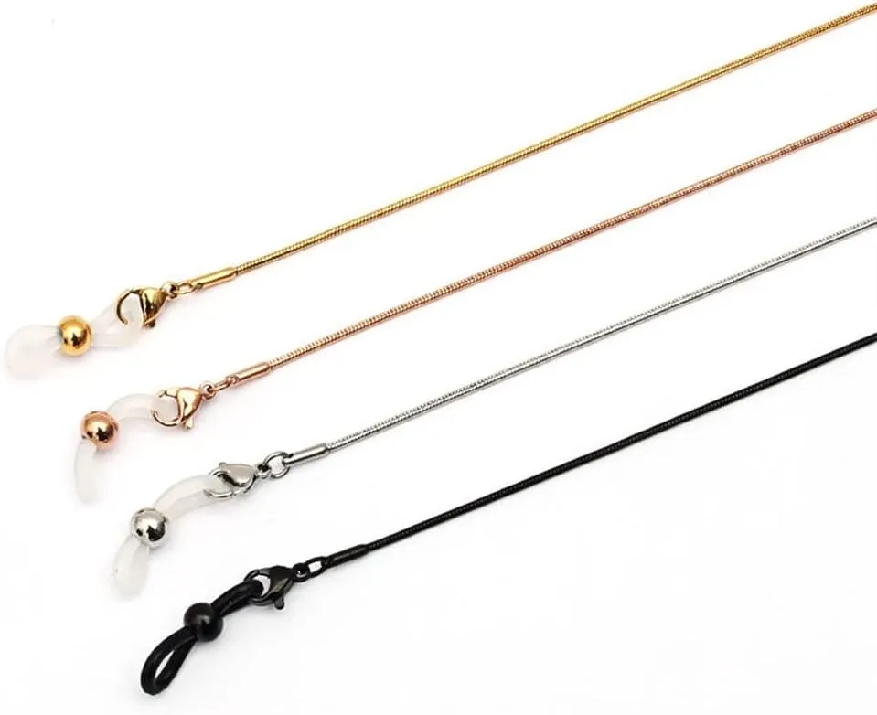 HOOENG Glasses Lanyard Eyeglass Chains for Women Stainless Steel Face Mask Lanyard Stylish Sunglass Straps (Color : Rose Gold, Size : 1)