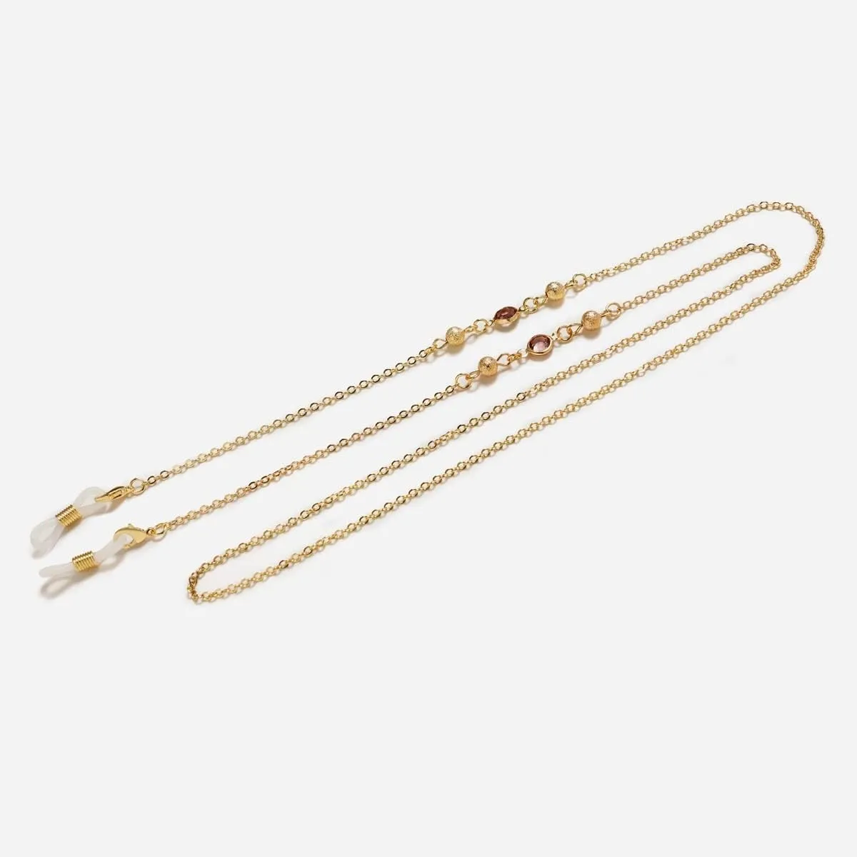 HOOENG Strap Eyeglass Chains for Women Metal Beaded Face Mask Lanyard Stylish Eye Glasses Chain String Holder (Color : Gold Chain Red Beads, Size : 1)