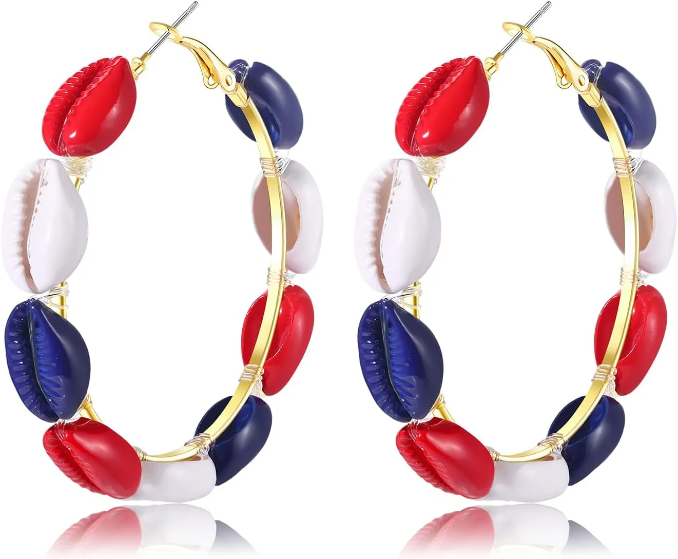 Hoop Earrings For Women Natural Cowrie Shell Beads Hoop Earrings Statement Stud Drop Earrings Bohemia Hawaii Wakiki Beach Jewelry