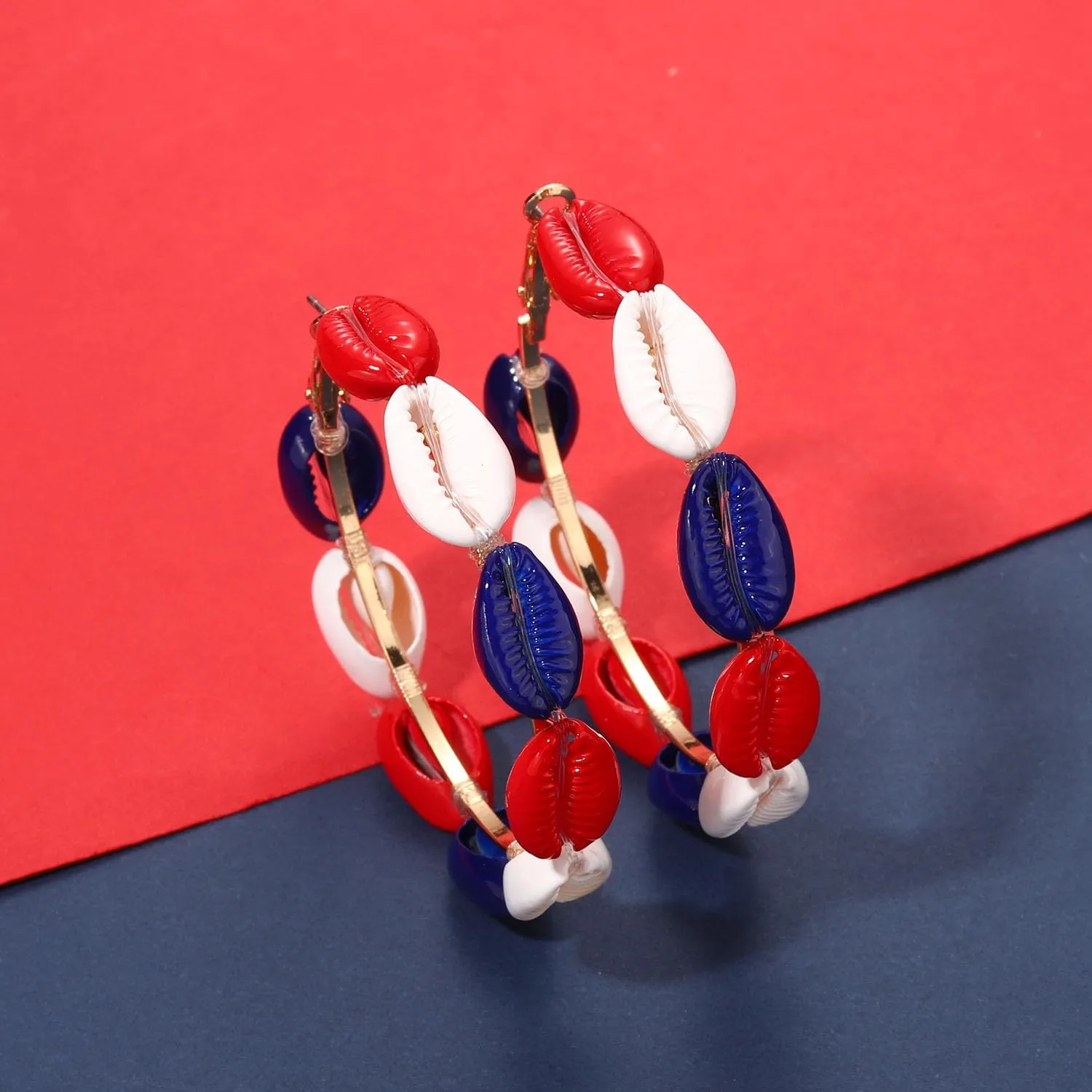 Hoop Earrings For Women Natural Cowrie Shell Beads Hoop Earrings Statement Stud Drop Earrings Bohemia Hawaii Wakiki Beach Jewelry