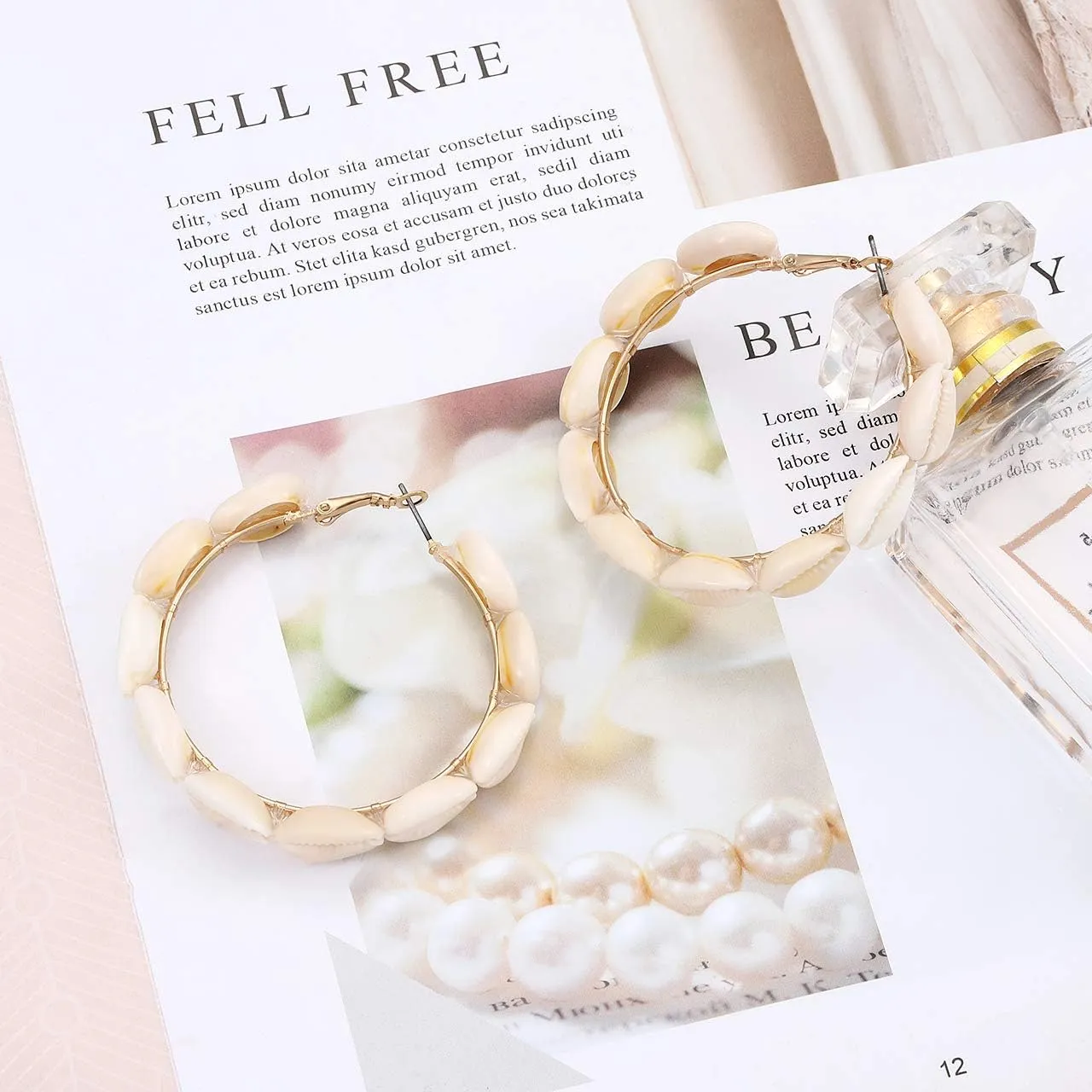 Hoop Earrings For Women Natural Cowrie Shell Beads Hoop Earrings Statement Stud Drop Earrings Bohemia Hawaii Wakiki Beach Jewelry