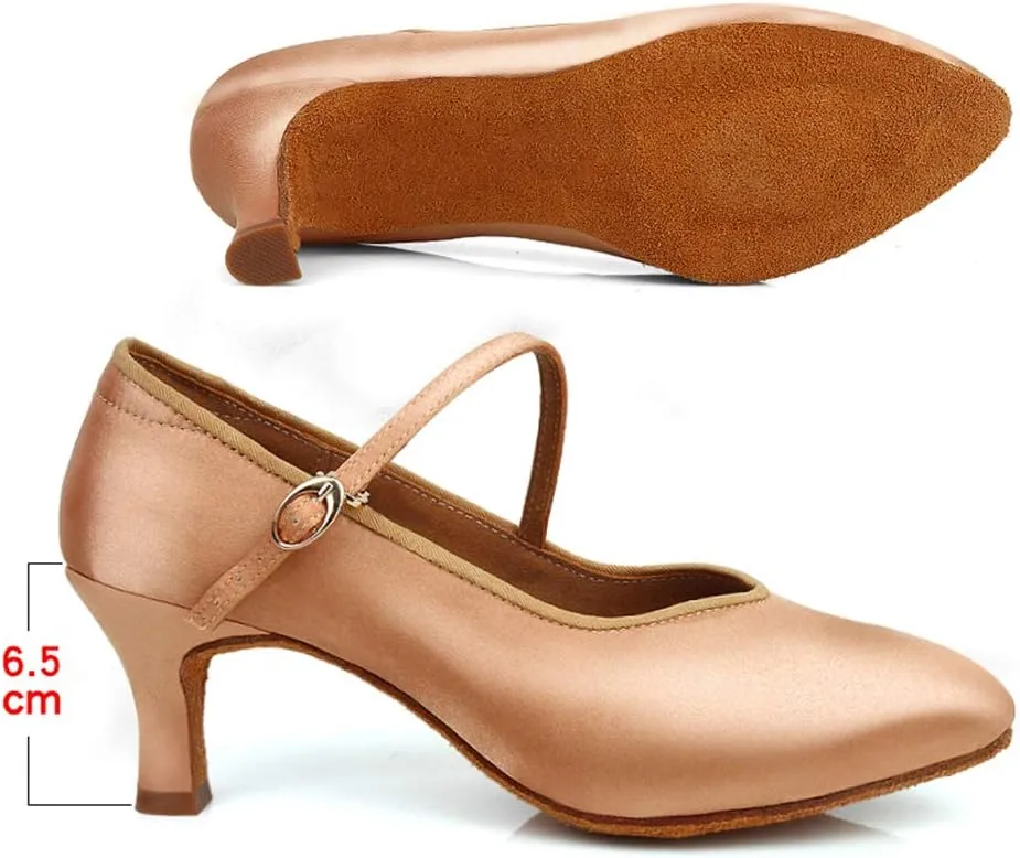 HROYL Latin Dance Shoes Women Tango Salsa Wedding Party Close Toe Ballroom Dance Pump,Model-KCBD1009