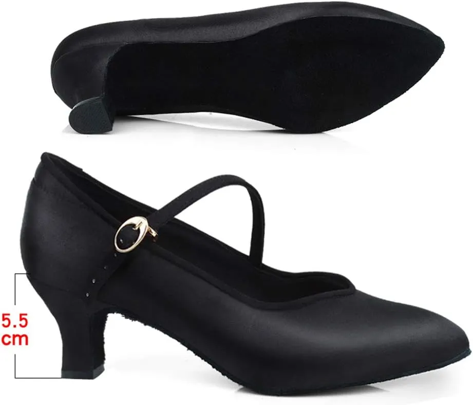 HROYL Latin Dance Shoes Women Tango Salsa Wedding Party Close Toe Ballroom Dance Pump,Model-KCBD1009