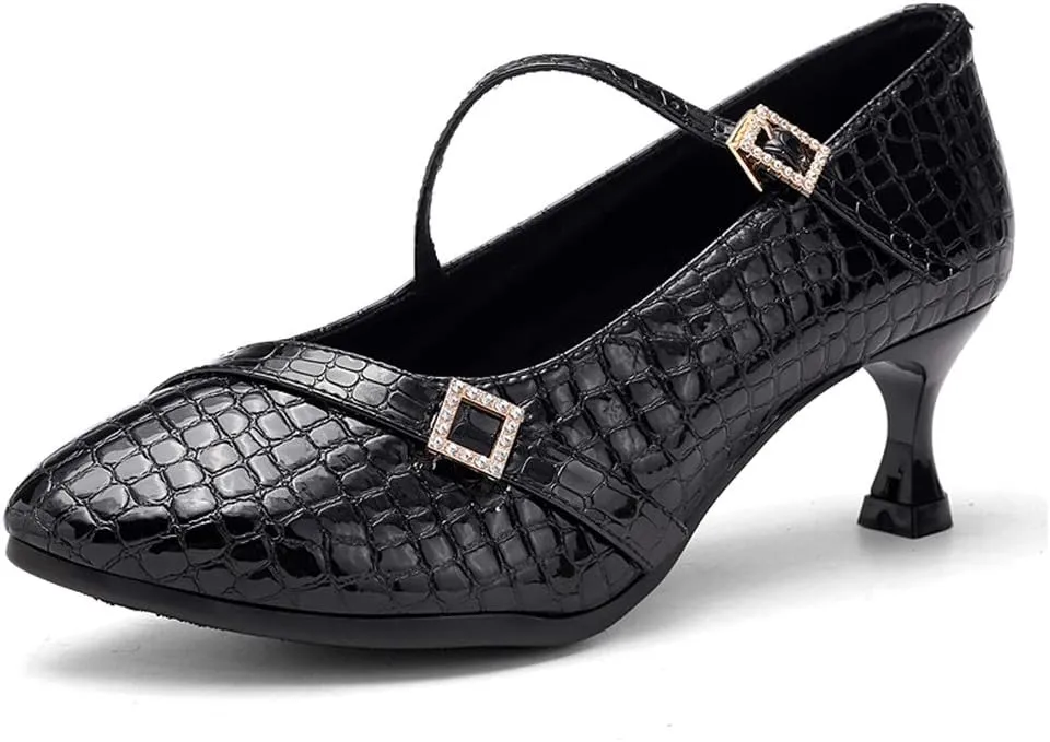 HROYL Latin Dance Shoes Women Tango Salsa Wedding Party Close Toe Ballroom Dance Pump,Model-KCBD1009