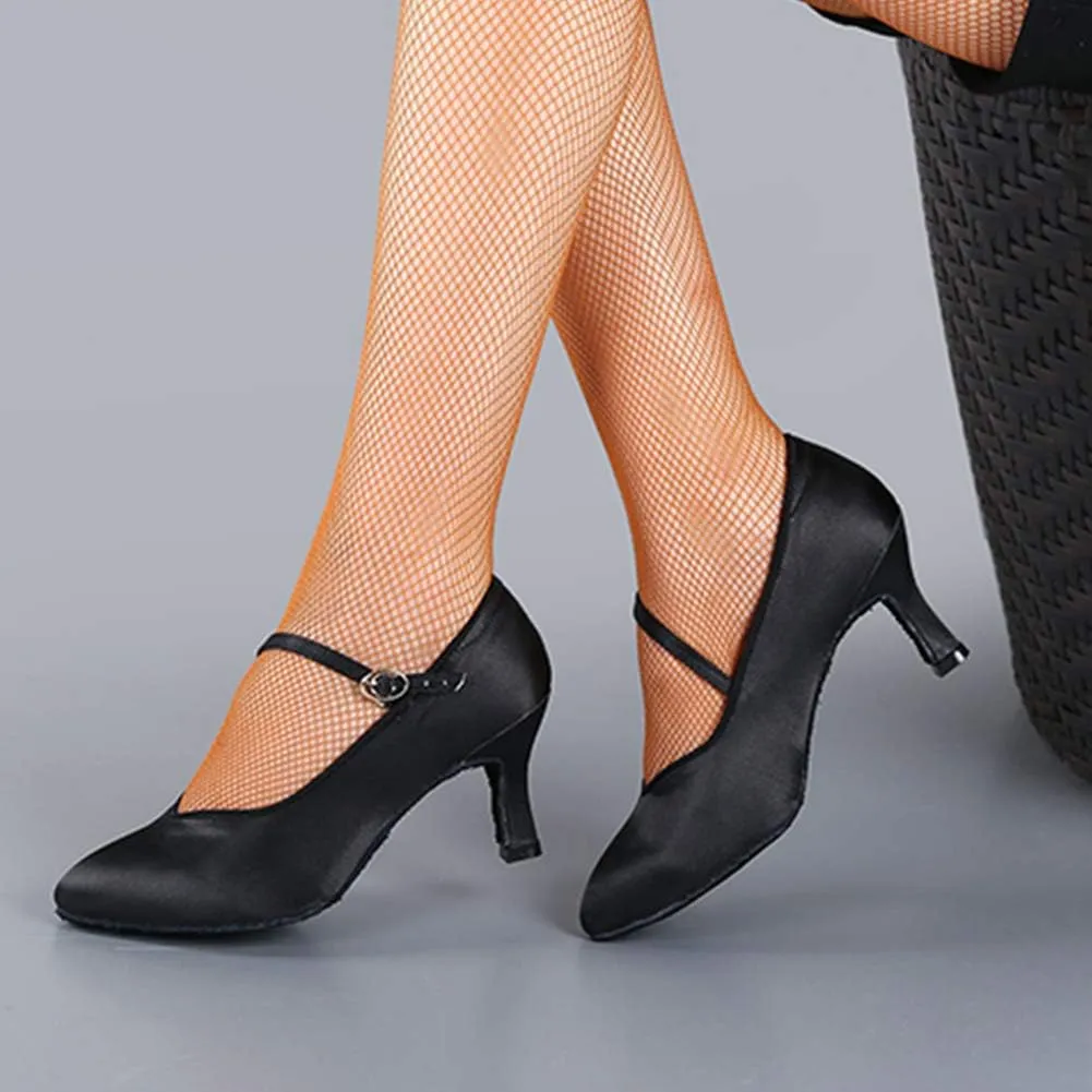 HROYL Latin Dance Shoes Women Tango Salsa Wedding Party Close Toe Ballroom Dance Pump,Model-KCBD1009