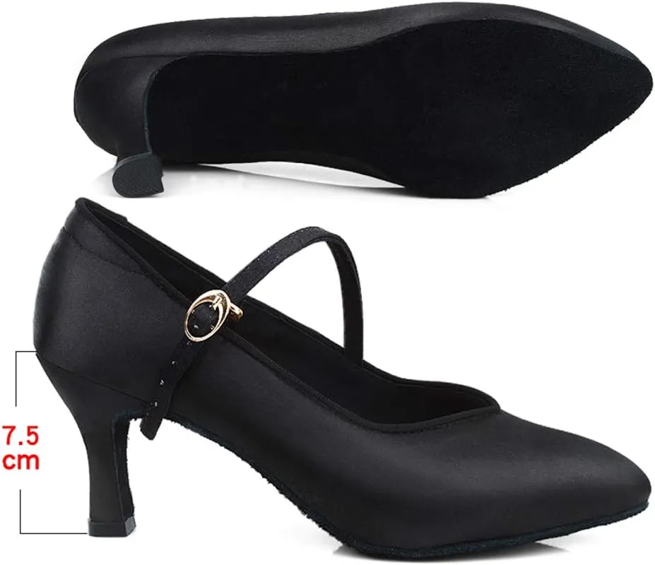 HROYL Latin Dance Shoes Women Tango Salsa Wedding Party Close Toe Ballroom Dance Pump,Model-KCBD1009
