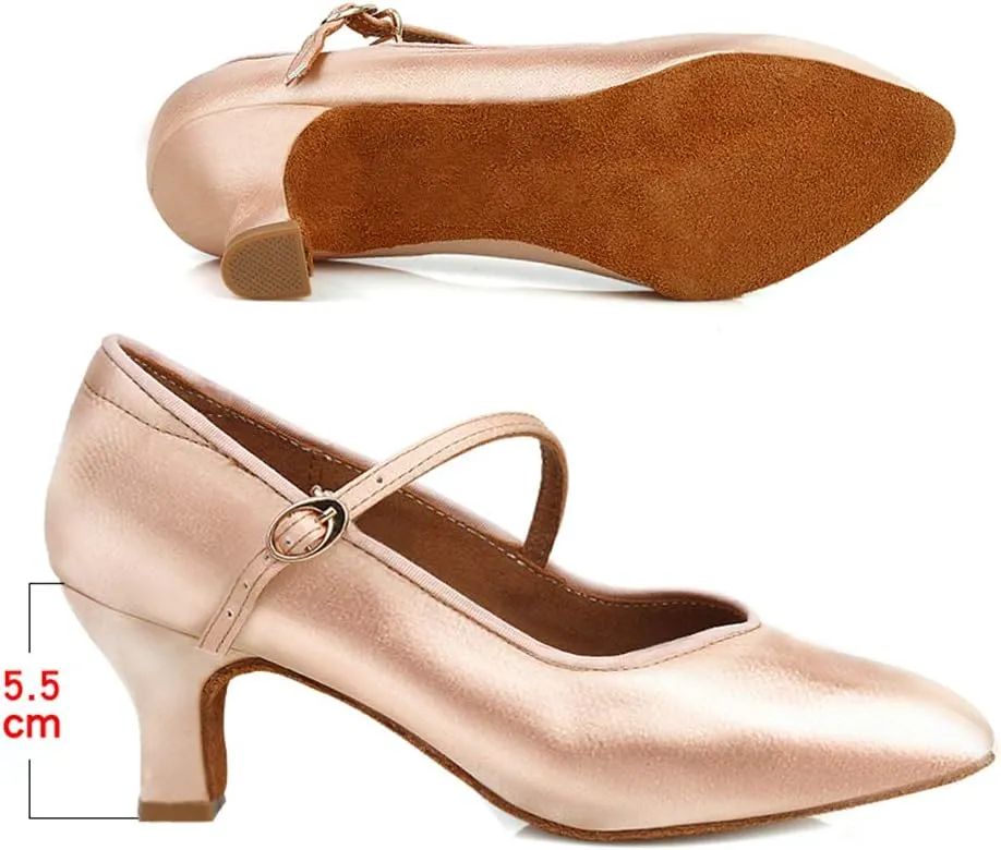 HROYL Latin Dance Shoes Women Tango Salsa Wedding Party Close Toe Ballroom Dance Pump,Model-KCBD1009