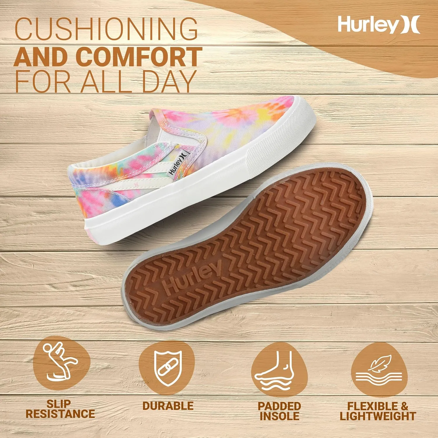 Hurley Kids Canvas Slip On Sneakers ?C Low Cut Skateboarding Shoes for Kids, Sports Shoes for Boys and Girls, Casual Sneakers