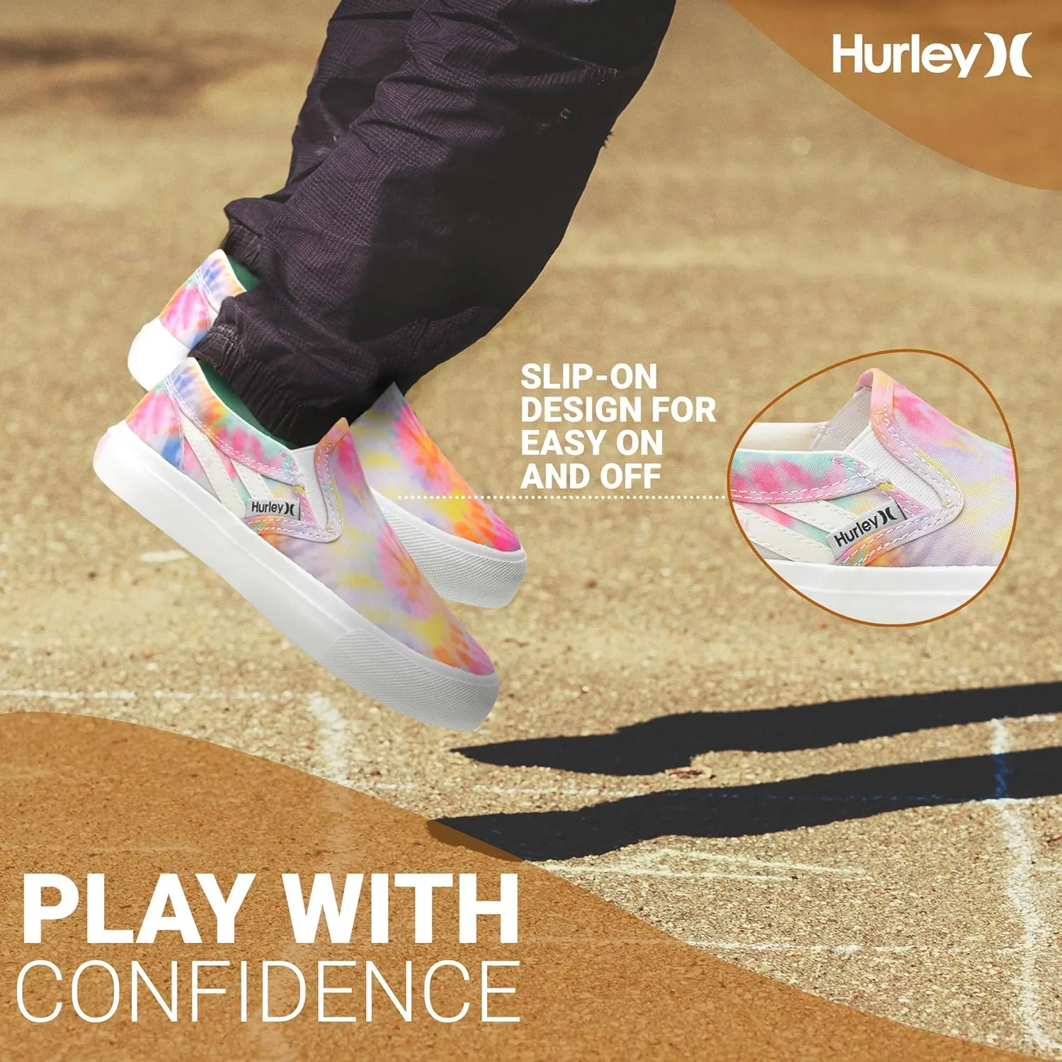 Hurley Kids Canvas Slip On Sneakers ?C Low Cut Skateboarding Shoes for Kids, Sports Shoes for Boys and Girls, Casual Sneakers