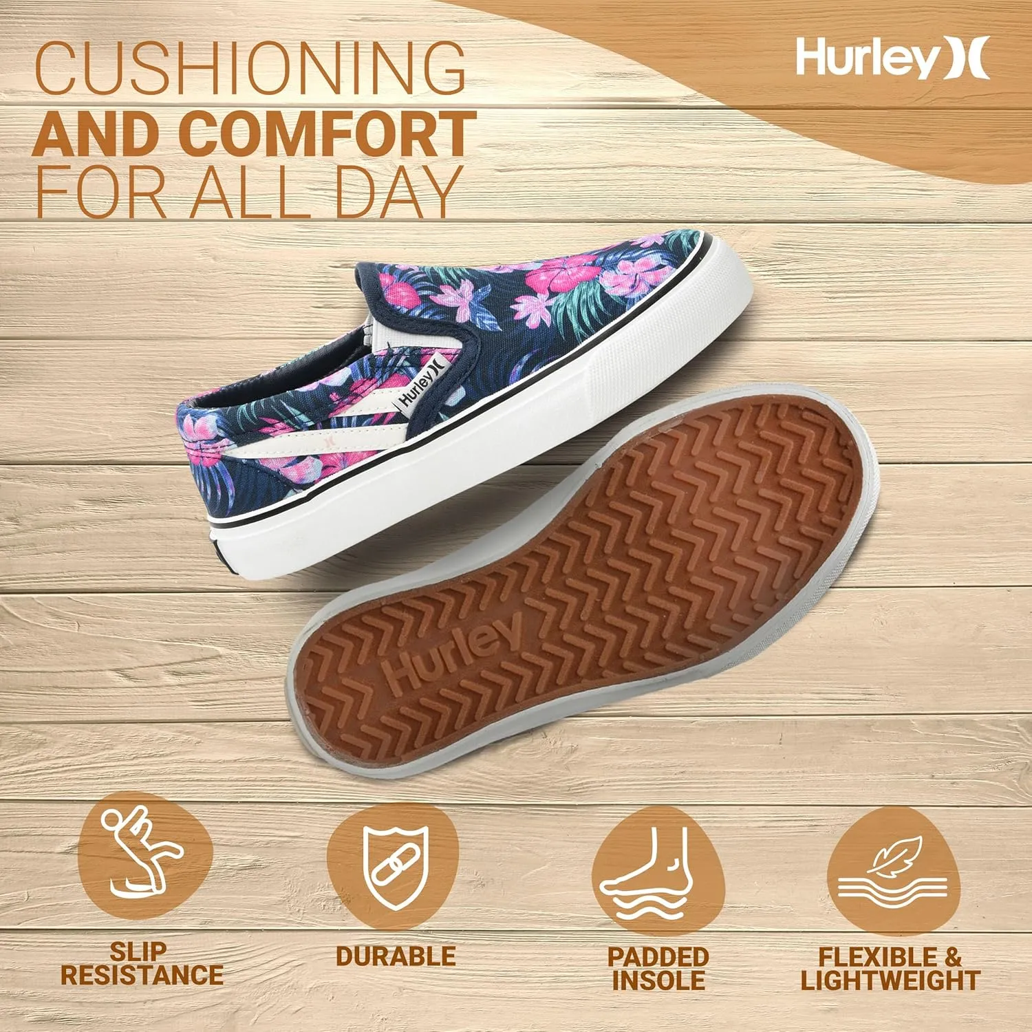 Hurley Kids Canvas Slip On Sneakers ?C Low Cut Skateboarding Shoes for Kids, Sports Shoes for Boys and Girls, Casual Sneakers