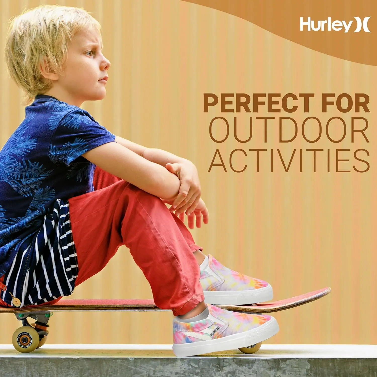 Hurley Kids Canvas Slip On Sneakers ?C Low Cut Skateboarding Shoes for Kids, Sports Shoes for Boys and Girls, Casual Sneakers
