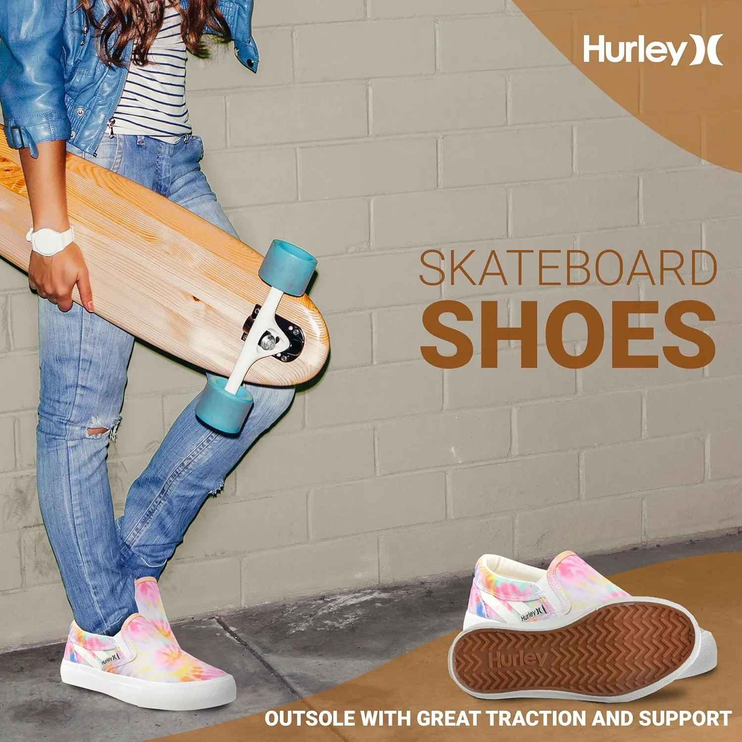 Hurley Kids Canvas Slip On Sneakers ?C Low Cut Skateboarding Shoes for Kids, Sports Shoes for Boys and Girls, Casual Sneakers