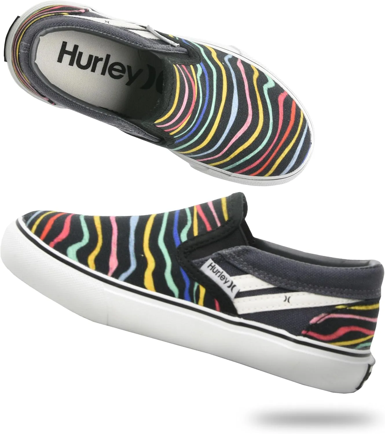 Hurley Kids Canvas Slip On Sneakers ??Low Cut Skateboarding Shoes for Kids, Sports Shoes for Boys and Girls, Casual Sneakers