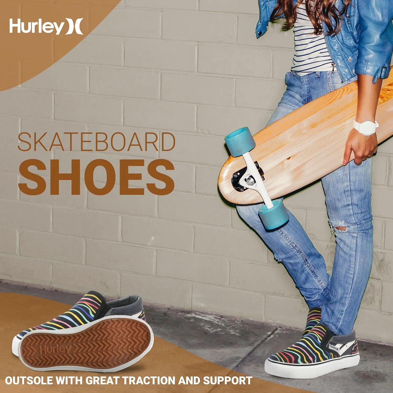 Hurley Kids Canvas Slip On Sneakers ??Low Cut Skateboarding Shoes for Kids, Sports Shoes for Boys and Girls, Casual Sneakers