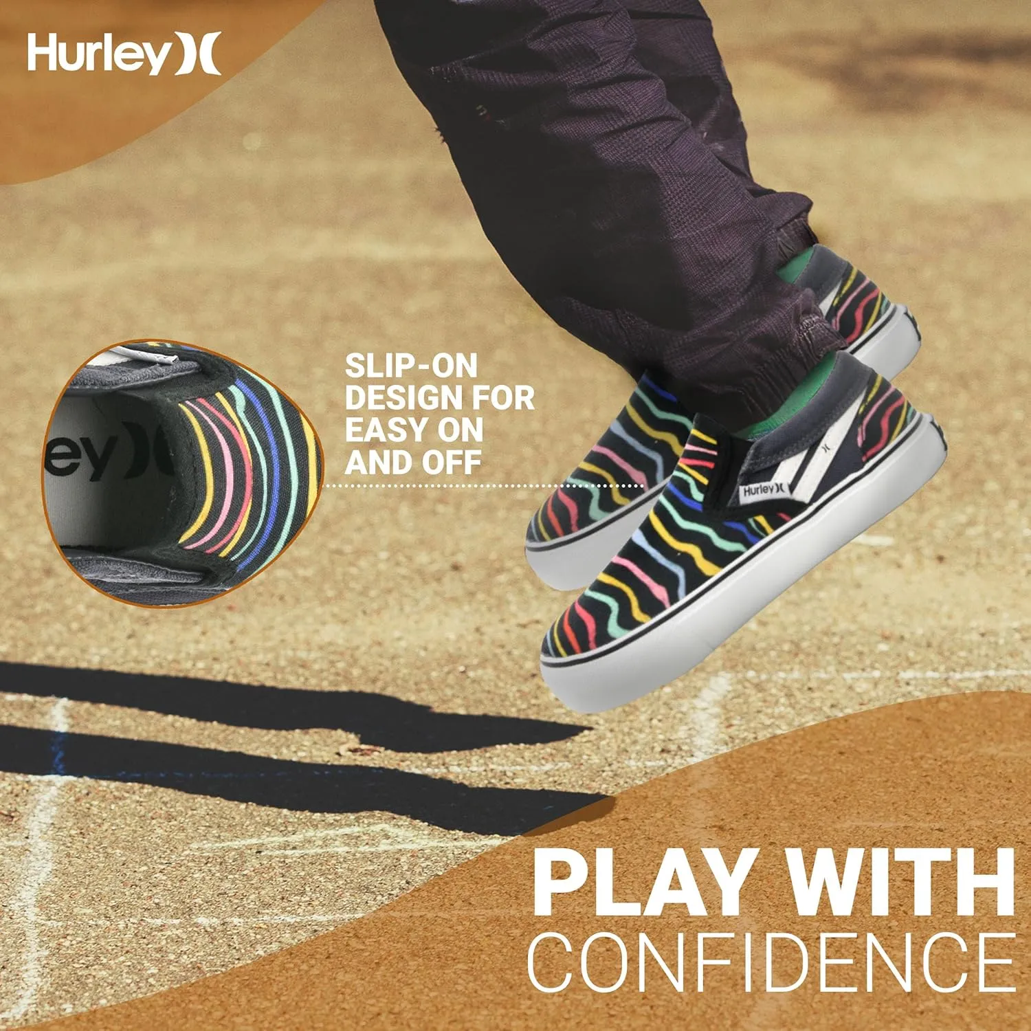 Hurley Kids Canvas Slip On Sneakers ??Low Cut Skateboarding Shoes for Kids, Sports Shoes for Boys and Girls, Casual Sneakers