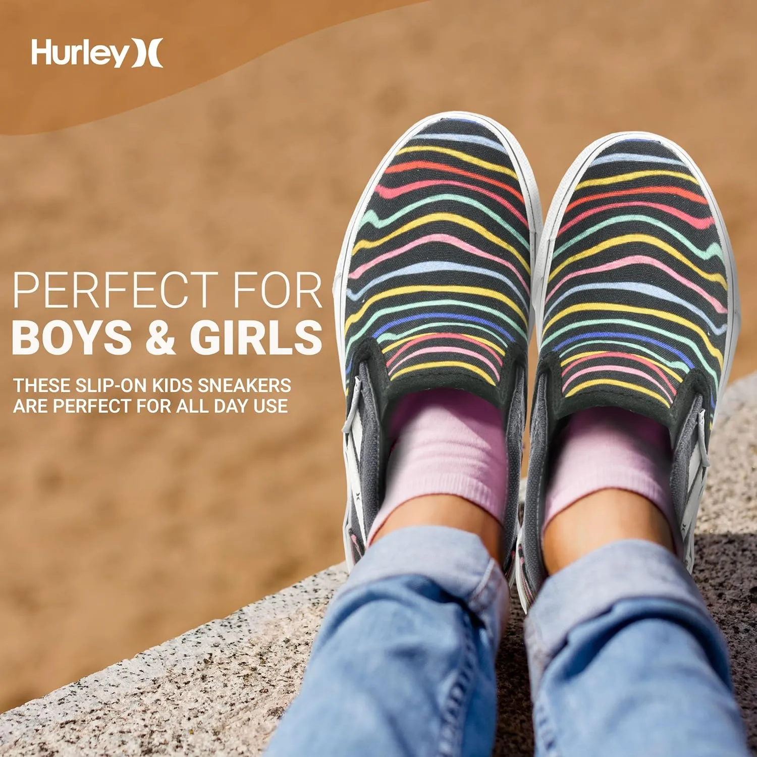 Hurley Kids Canvas Slip On Sneakers ??Low Cut Skateboarding Shoes for Kids, Sports Shoes for Boys and Girls, Casual Sneakers