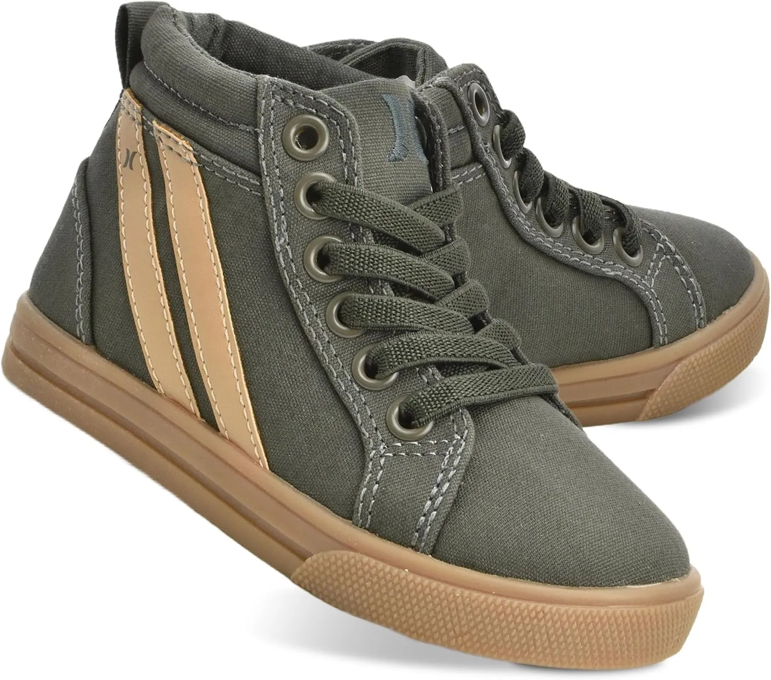 Hurley Kids Toddlers Elastic Laces Canvas Sneakers ?C High Cut Skateboarding Shoes for Toddlers and Little Kids, Sports Shoes for Boys and Girls, Sports Shoes for School Tate