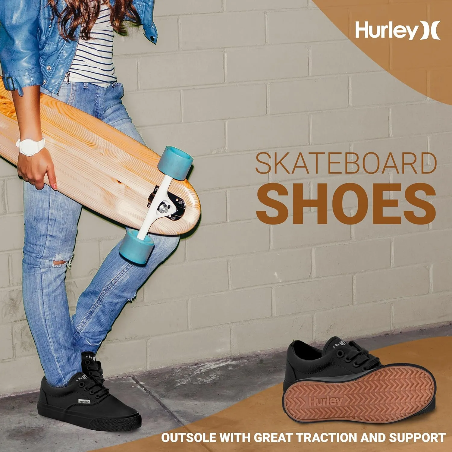 Hurley Marley Kids Lace Up Canvas Sneakers ?C Low Cut Skateboarding Shoes for Kids, Sports Shoes for Boys and Girls