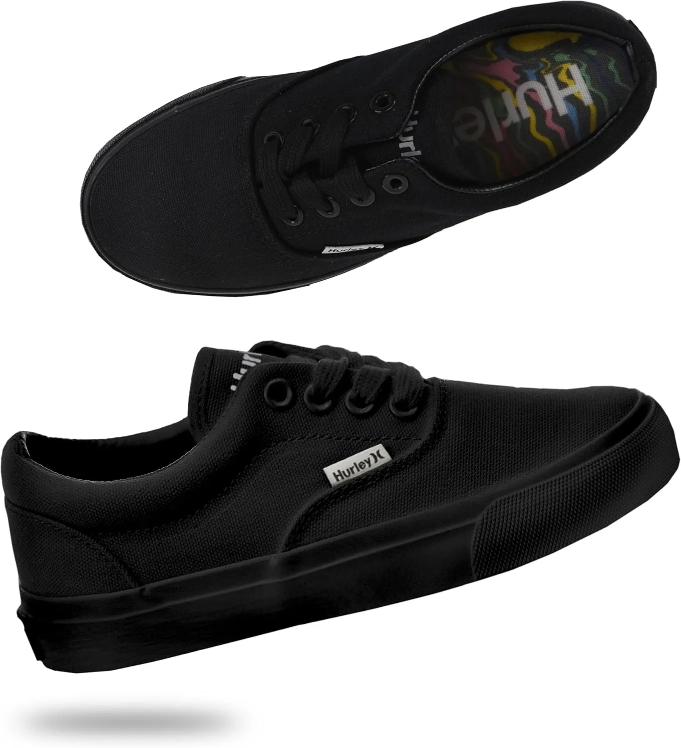 Hurley Marley Kids Lace Up Canvas Sneakers ?C Low Cut Skateboarding Shoes for Kids, Sports Shoes for Boys and Girls