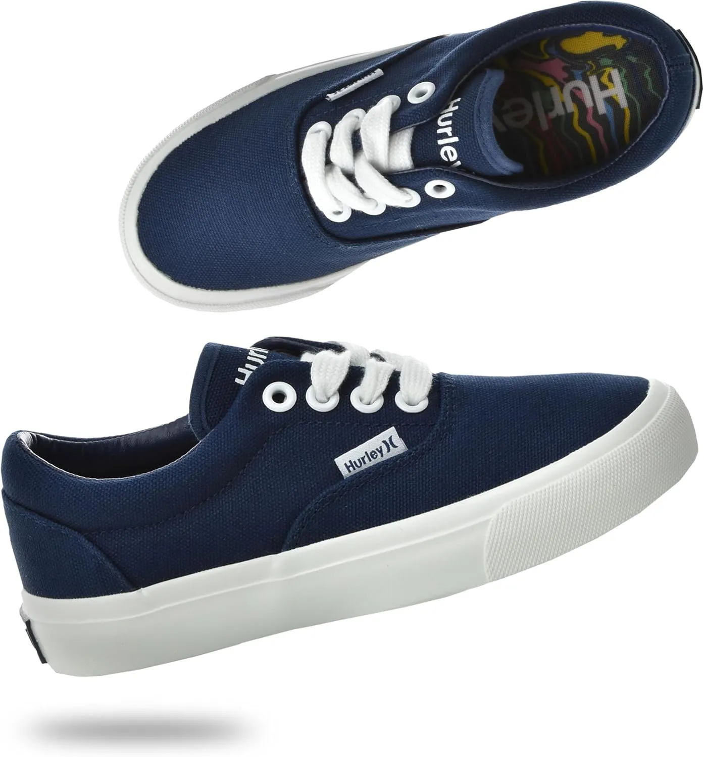 Hurley Marley Kids Lace Up Canvas Sneakers ??Low Cut Skateboarding Shoes for Kids, Sports Shoes for Boys and Girls