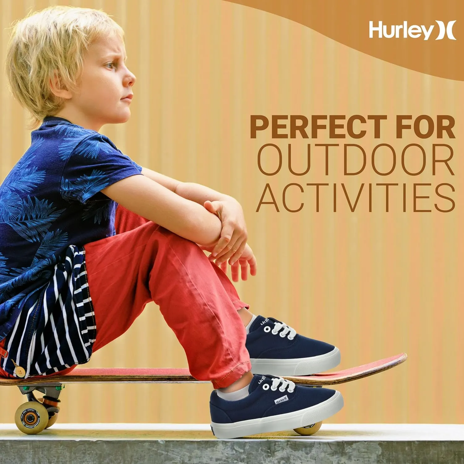 Hurley Marley Kids Lace Up Canvas Sneakers ??Low Cut Skateboarding Shoes for Kids, Sports Shoes for Boys and Girls