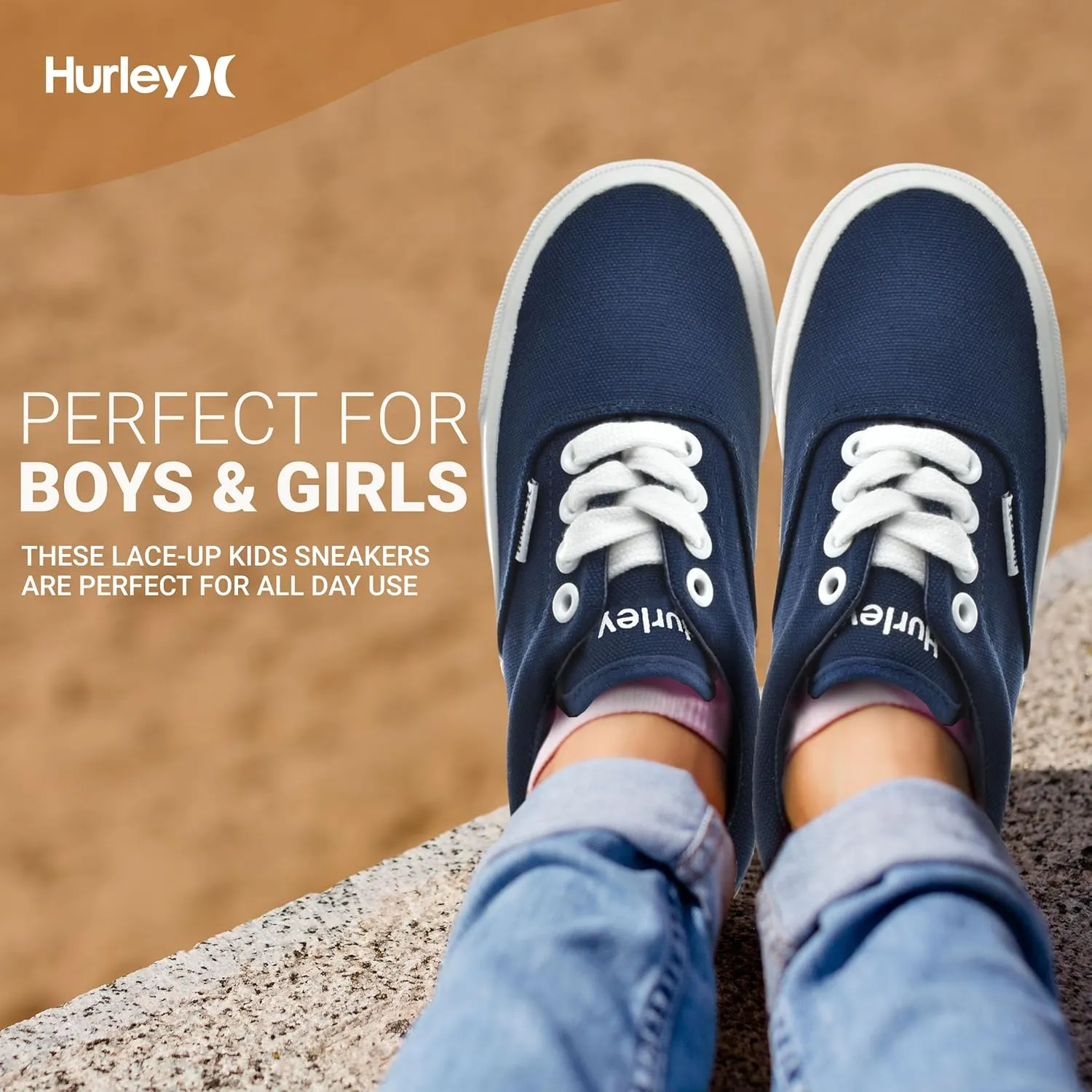 Hurley Marley Kids Lace Up Canvas Sneakers ??Low Cut Skateboarding Shoes for Kids, Sports Shoes for Boys and Girls