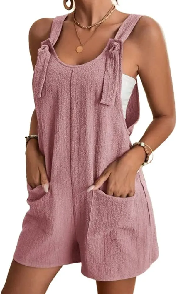 IDEALSANXUN Women Casual Cute Overalls Shorts Summer Loose Fit Short Rompers Jumpsuits