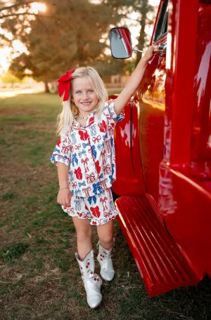 In My Jammers Red White & Blue Kids Button Up Short Set
