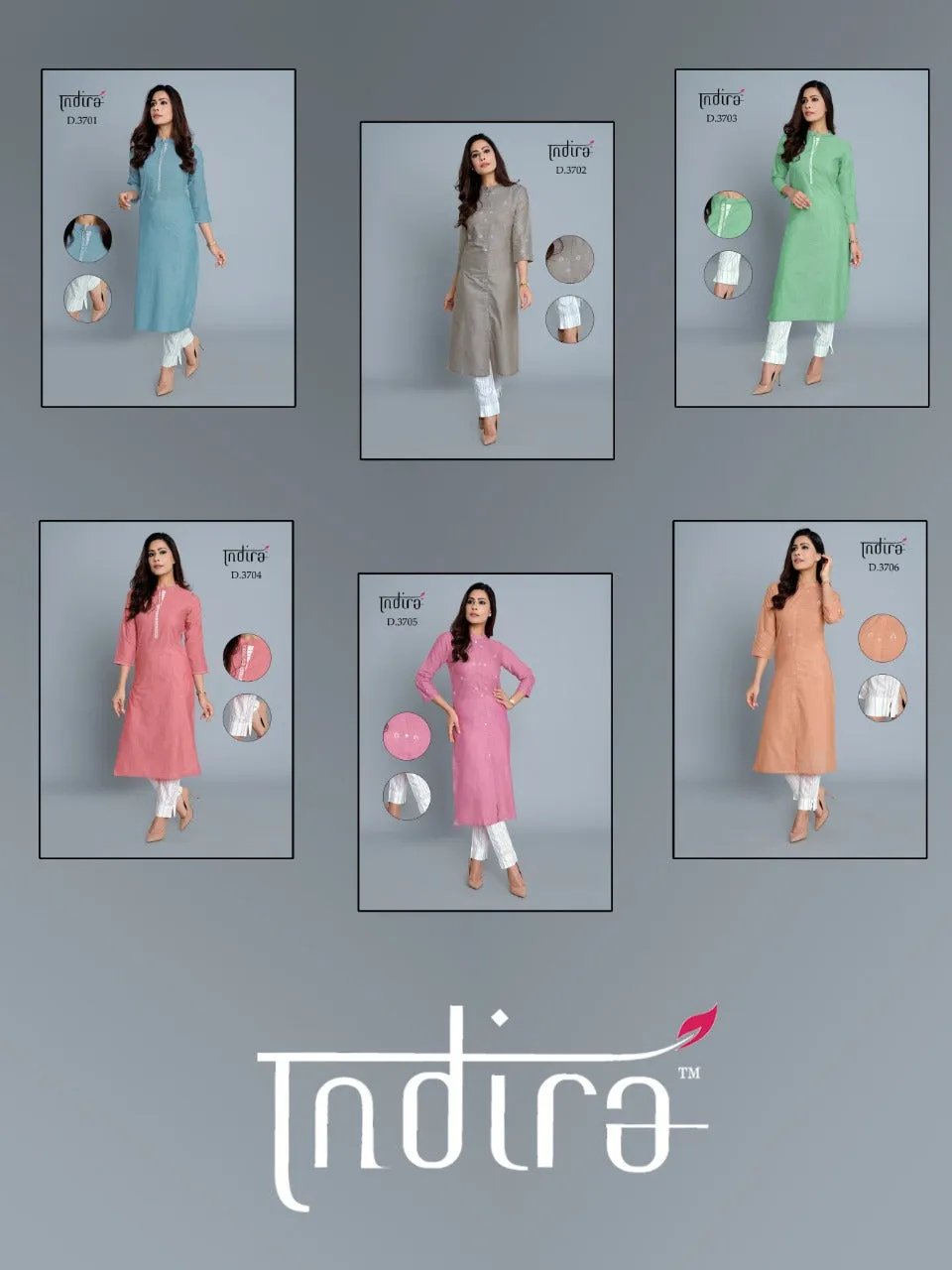 Indira Presents Saumya Soft Cotton Embroidery Work Casual Wear Kurtis Collection