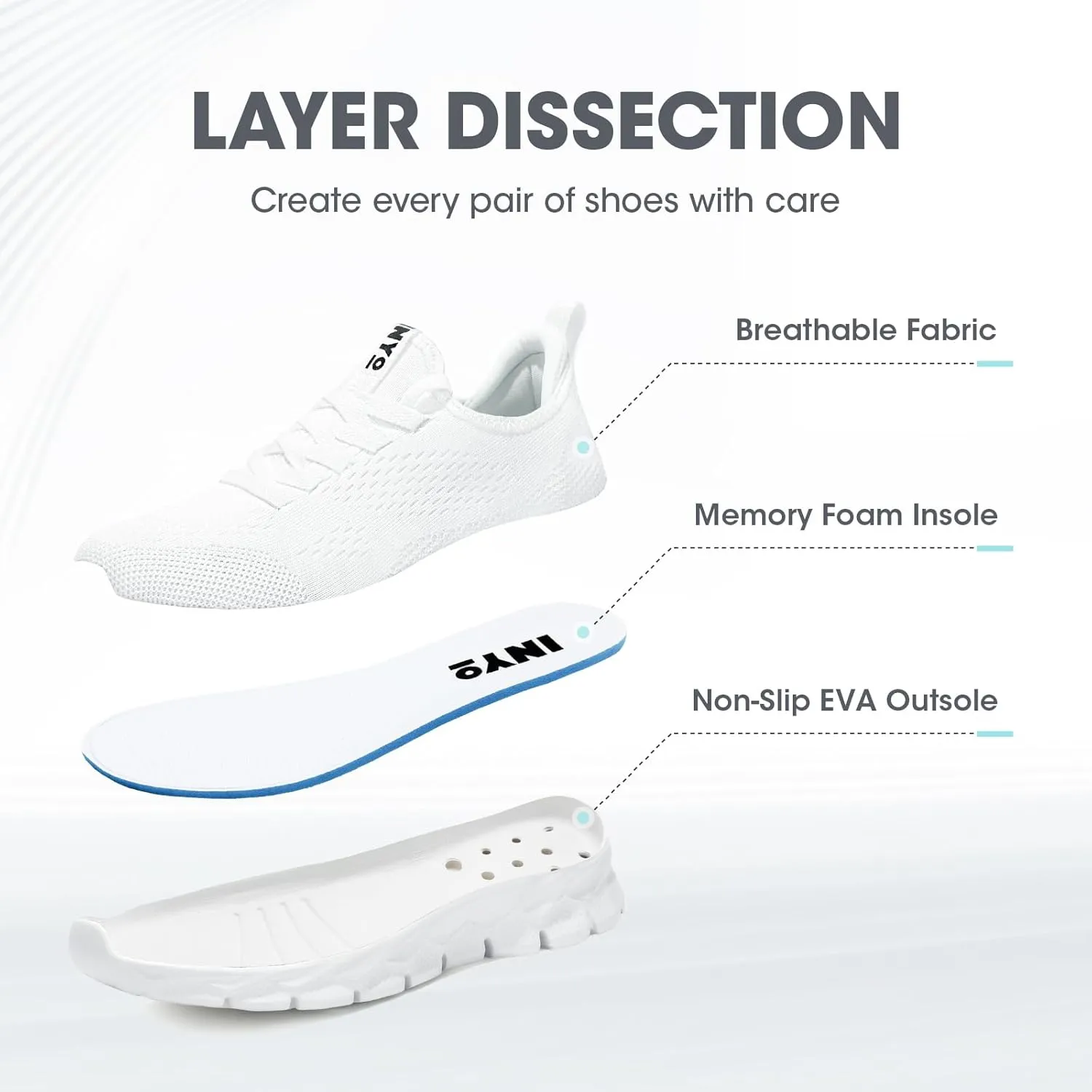 INYO Womens Sneakers Walking Lightweight Tennis Shoes No Slip Sports Workout Gym Shoes for Running