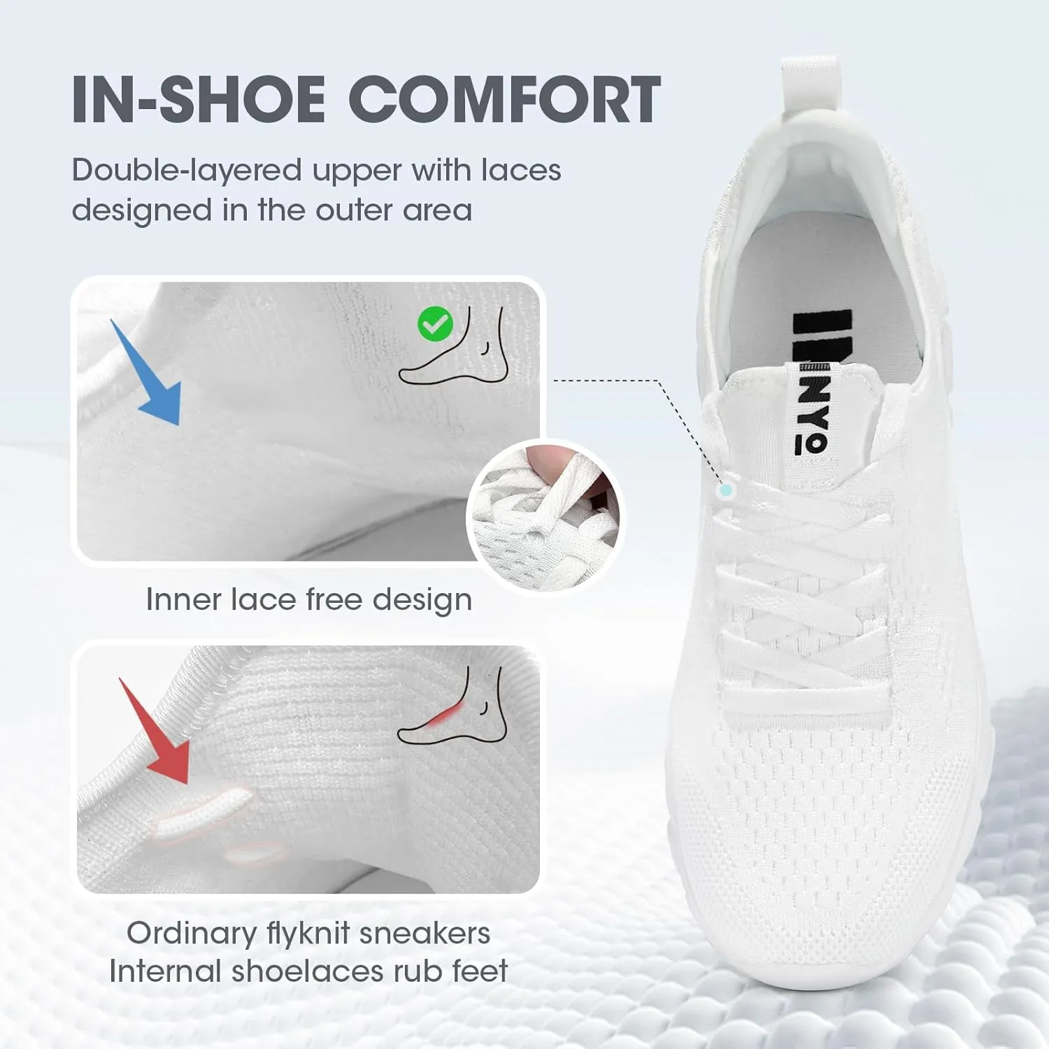 INYO Womens Sneakers Walking Lightweight Tennis Shoes No Slip Sports Workout Gym Shoes for Running