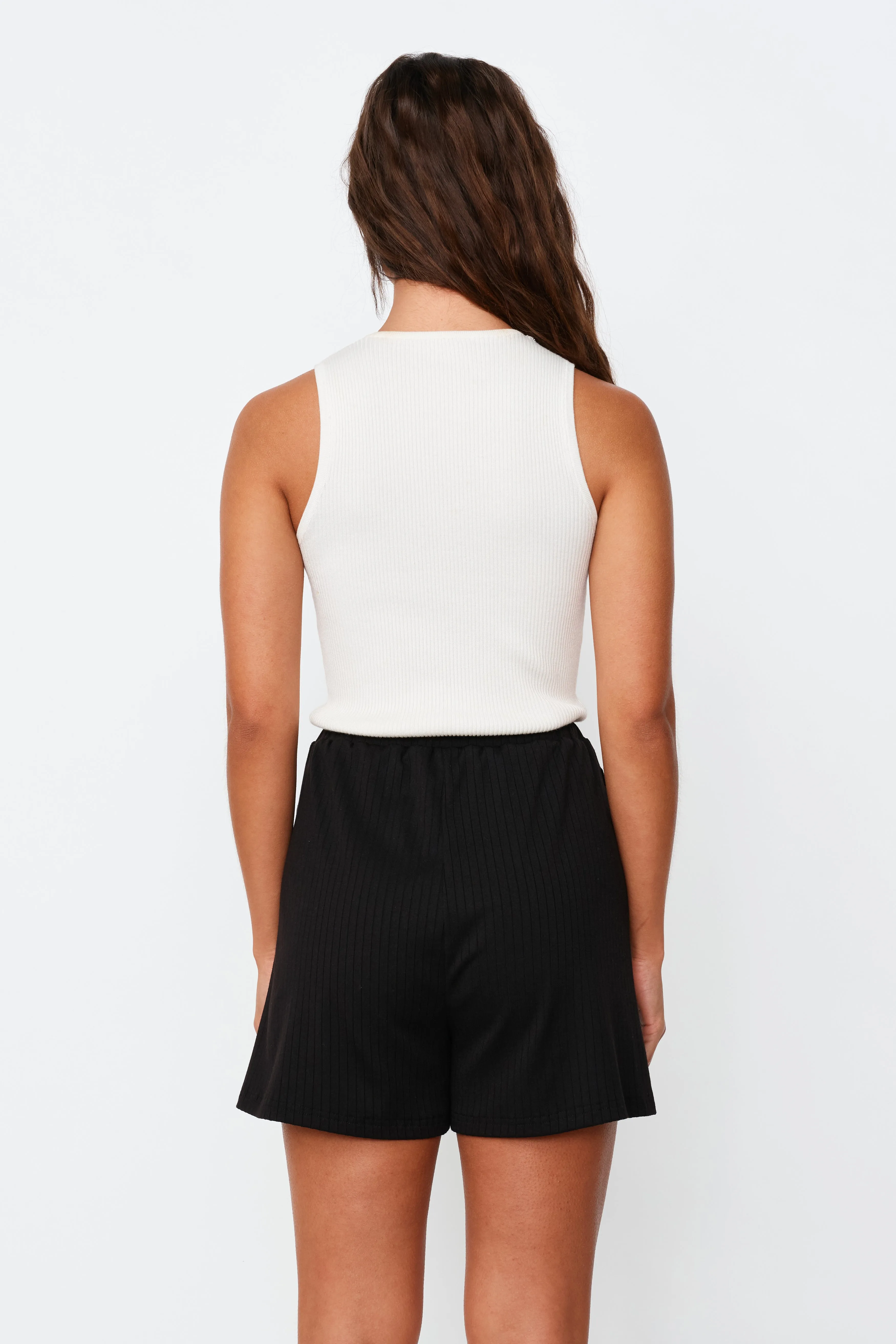 Ivy Ribbed Lounge Short - Black