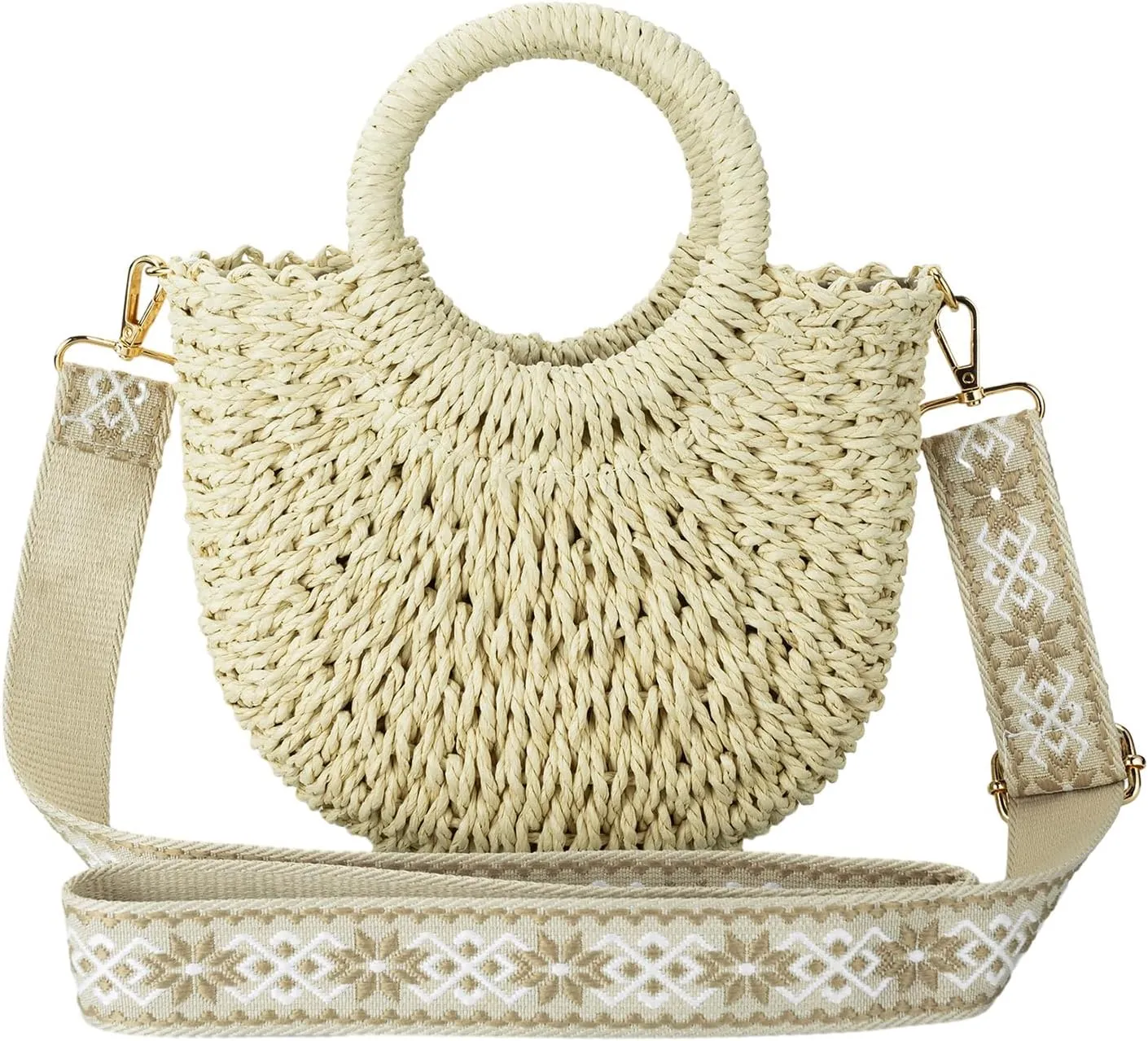 jessie Straw Bag for Women Summer Shoulder Bag Small Beach Crossbody Purse Woven Tote Handbag for Vacation Beach