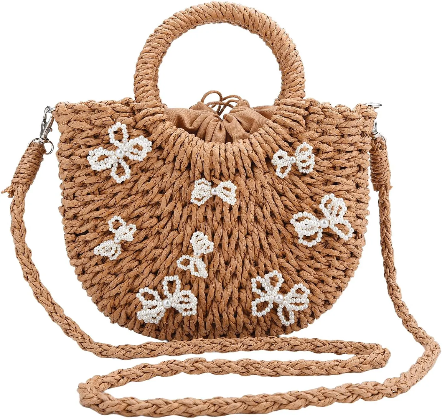 jessie Straw Bag for Women Summer Shoulder Bag Small Beach Crossbody Purse Woven Tote Handbag for Vacation Beach