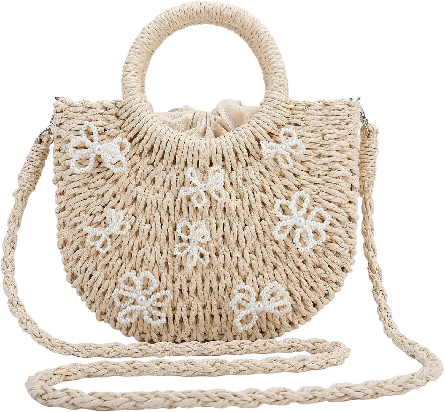 jessie Straw Bag for Women Summer Shoulder Bag Small Beach Crossbody Purse Woven Tote Handbag for Vacation Beach