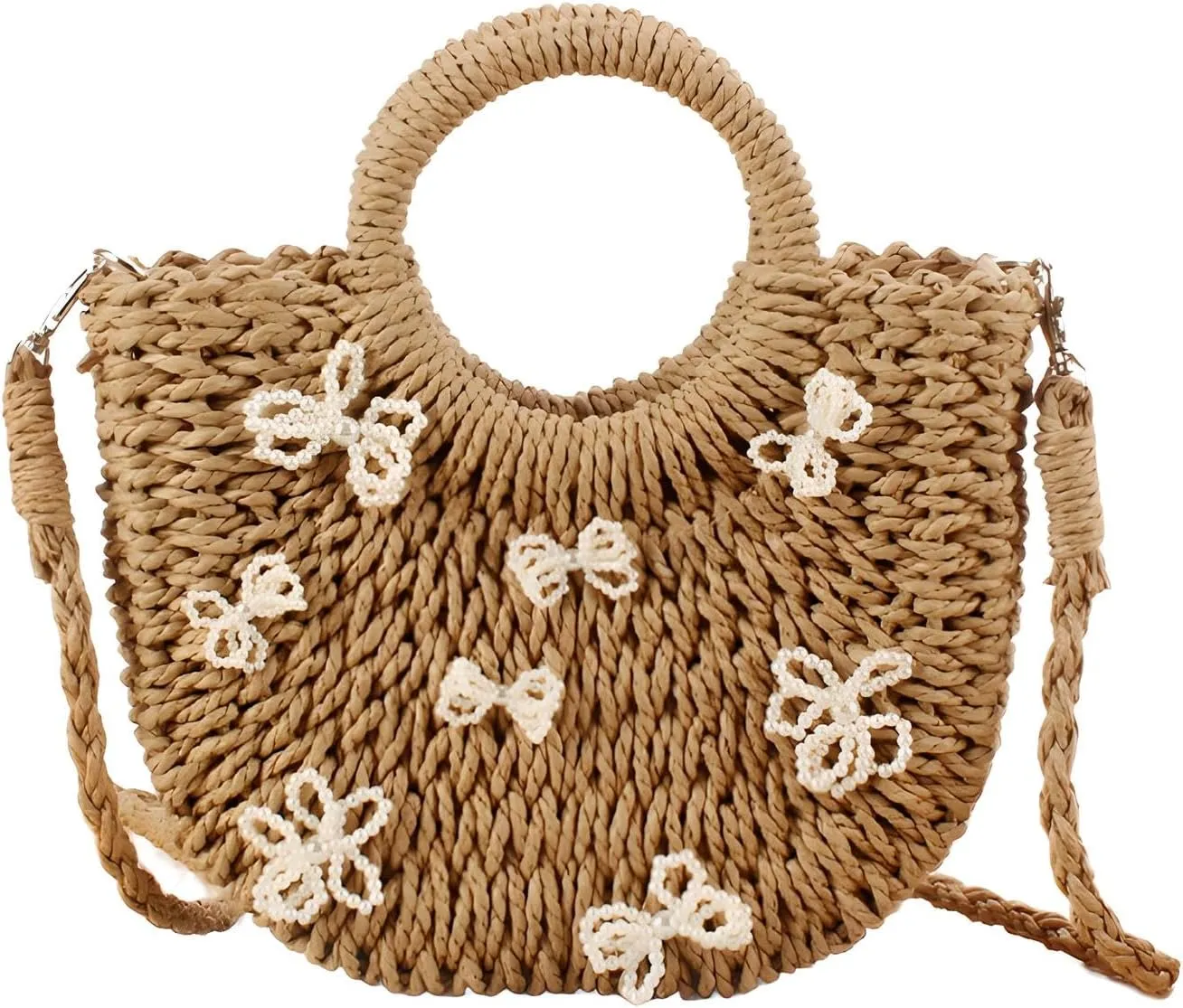 jessie Straw Bag for Women Summer Shoulder Bag Small Beach Crossbody Purse Woven Tote Handbag for Vacation Beach
