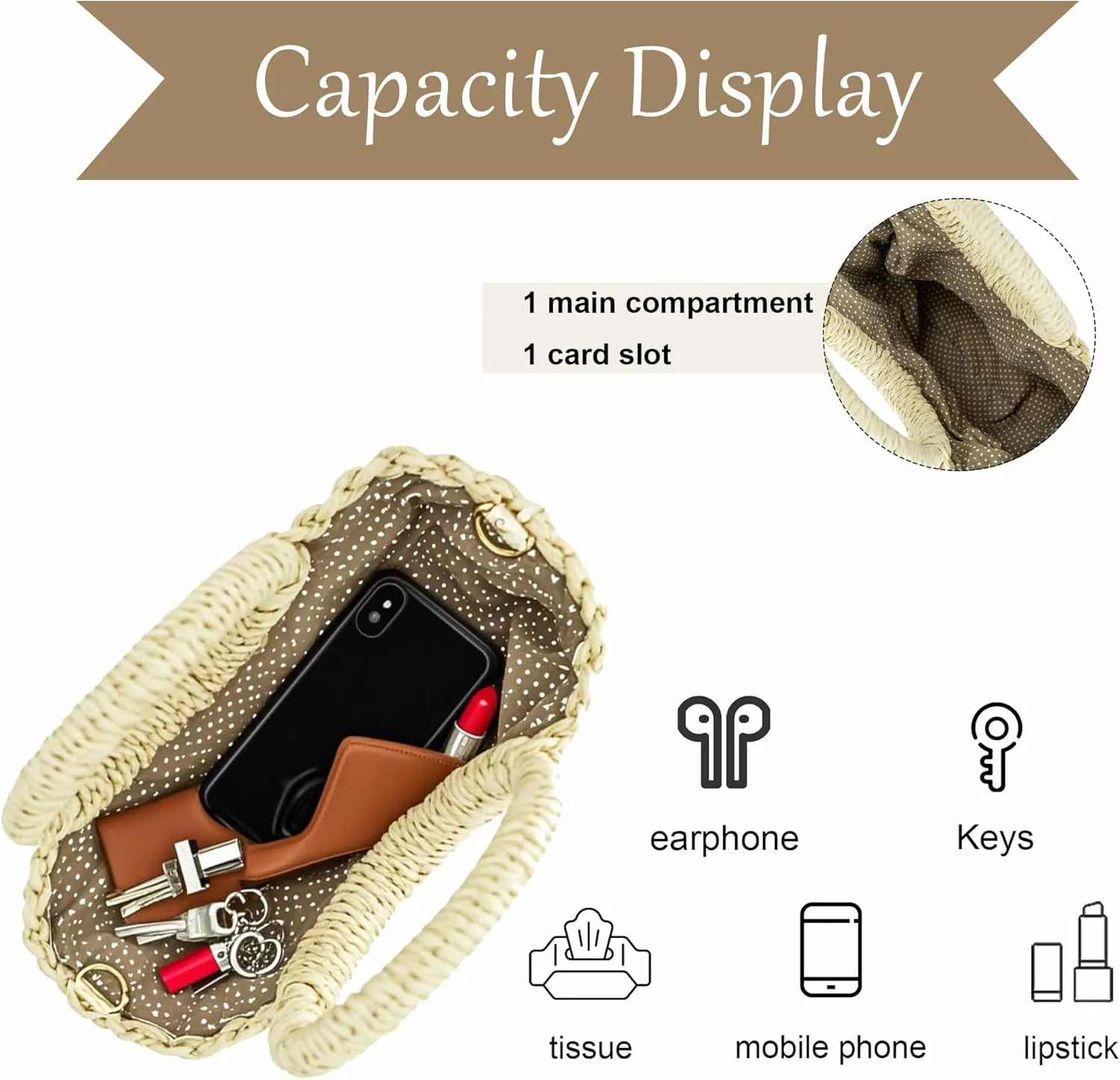 jessie Straw Bag for Women Summer Shoulder Bag Small Beach Crossbody Purse Woven Tote Handbag for Vacation Beach