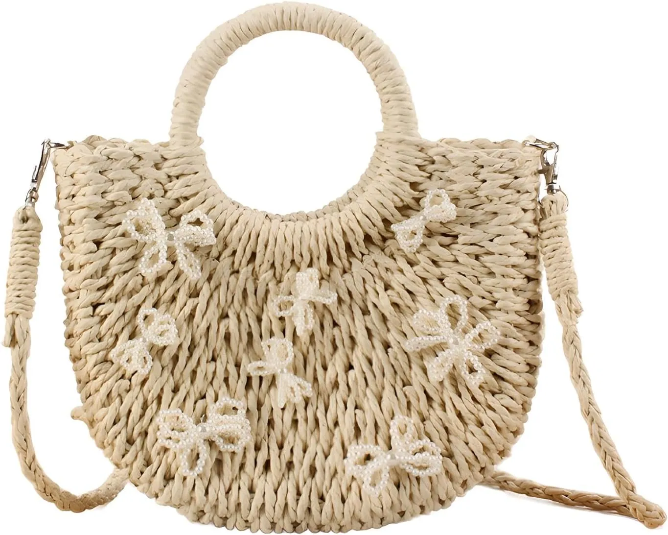jessie Straw Bag for Women Summer Shoulder Bag Small Beach Crossbody Purse Woven Tote Handbag for Vacation Beach