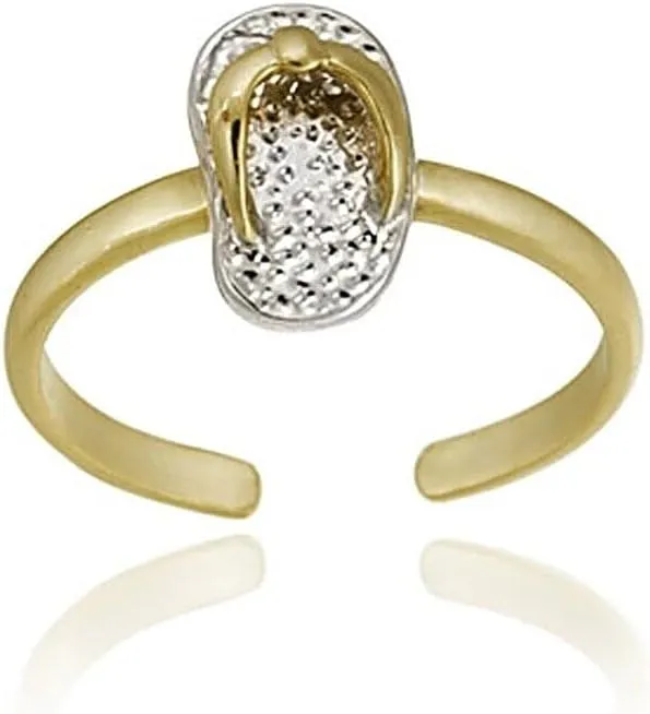 Jewelry Necklaces, Bracelets, Chains and more - 18K Gold over Silver Two-Tone Flip Flop Toe Ring - XFBX5962